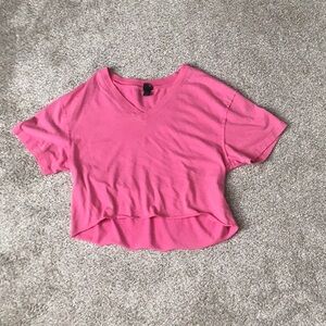 Pink cropped v neck tee from wild fable